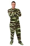 BIG FEET PAJAMA CO. Camouflage Fleece erwachsen Onesie Fuß Pyjamas mit Butt Flap hinteren Klappe für Männer & Frauen