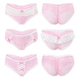 Littleforbig Damen-Slips, weiches Netzgewebe, Spitze, bequem, Hipster-Slip, Babydoll, Rosa, Prinzessin, 3er-Pack, Pink, L