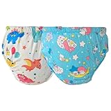 Kann wiederverwendet werden Dauerwaschbar Erwachsene Baby Töpfchen Windel Trainingsunterwäsche ABDL Inkontinenz Wasserdichte Trainingsinkontinenz Booster Pads Hosen 2er Pack (Dinosaur & Blue, 3XL)