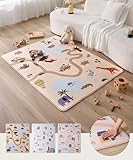 Wolkenweiche Spielmatte Baby 160x120x1,5cm – Kinderzimmer Teppich mit hochwertigem Memory-Schaum – Krabbelmatte Baby mit rutschfester Unterseite – Autoteppich für Kinder, Kinderteppich, Straßenteppich