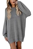 Viottiset Damen Strickpullover Pulloverkleider Imitation Mink Kaschmir Minikleid Jumper M Grau