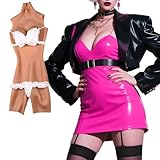 YEEFAIRY Silikon Crossdresser Ganzkörperanzug Stehkragen Knielanger Bodysuit mit Realistische Brustform & Integrierte Hohlraumstruktur für Partner Jumpsuit (A Cup Größe S, Bräune, Gelfüller)