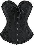 Vrapo Korsett Damen - Bustier Corset Top für Frauen - Vollbrust Corsage Schnürkorsett Taillenformer Dessous - Schwarz - Größe M