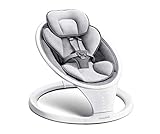 Munchkin Elektrische Babyschaukel, Bluetooth-fähige Babywippe, mobile Baby-Swing mit Bewegung und Geräuschen - Grau/Weiß