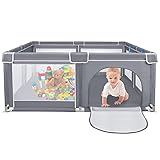 Froadp Baby Laufstall, Faltbare Kinder Laufgitter & -ställe, Babyzaun Absperrgitter mit Atmungsaktivem Netz, Mobile Krabbeln Playpens, Sicherheits Bällebad für Kinder Baby (180x150x68cm)