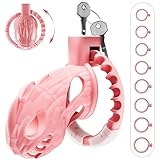 PRONFANS Peniskäfig Sex toys Chastity cage Männer 8 Größen in 1, Keuschheitskäfig herren Sex spielzeug für Paare Männer Sex Sexspielzeug Invisible Lock, Sex toyset für man keuschheitsgürtel Rosa