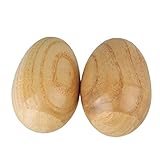 NUOBESTY 2 Stück Holz Rasseleier Musikei Shaker Eier Maracas Shaker Percussion Instrumente Musik Spielzeug für Baby Kinder