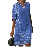 Generic Damen Knielang Kleid Schwarz Sexy Tunikakleid Boho Trauzeugin Zapaca 23 Weißes Kleid Lang Linen Dress