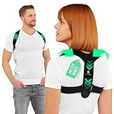 PhysioSpirit PREMIUM Haltungskorrektur - Geradehalter Rücken - T-Modell für gute Körperhaltung - Schultergurt für den Rücken - Männer und Frauen - one size 60-120kg (Schwarz, Einheitsgröße)