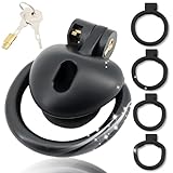 Herzförmiges Chastity Cage Männer Set mit Urinhalter und 4 Gebogenen Ringen Negativer Sissy-Keuschheitskäfig in 2 Größen Short/Long SM Bondage Fetisch Sexspielzeug (Black,Short)