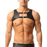 YUFEIDA Kunstleder Wetlook Hemden Neuheit Partei Keule Bühne Disco Fit der Muskeln Tops für Herren