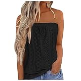 callmo Trägerloses Top Damen Atmungsaktiv Ärmellos Summer Tops Sexy Stretch Bandeau Top Schulterfreies Einfarbig Oberteil Casual Strand Rückenfreies Mesh Oberteil Loose Backless Top