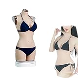 Crossdresser Bodysuit für Männer und Frauen Silikon-Brustplatte, realistischer Fake Brüste Overall für Transgender Drag-Queen Shemale (01,E cup Silicone)