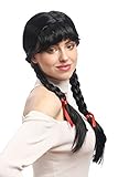 WIG ME UP - XR-008-P103 Perücke Damen Karnveval Fasching Cosplay Zöpfe geflochten mit Schleifen Pony Schulmädchen Lolita Schwarz ca. 60 cm