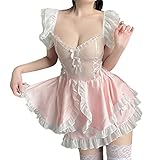 SNOMYRS Damen Sexy Kostüm Dessous Anime Cosplay Französisch Schürze Maid Outfit Kleid Halloween Babydoll Kostüm