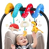 URMYWO Kinderwagen Spielzeug, Baby Activity Spirale Spielzeug Spiegel, Hängendes Spiral Plüsch Spielzeug für Kinderbett/Autositz/Babyschale, Neugeborene Geschenk für Baby 0 3 6 12 Monate