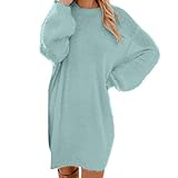 Sexy Strickkleid Damen - Minikleid Winter Elegant Winterkleid Herbst Pulli Rollkragen Casual Pulli Kleid Sweater Schwarz Hautfreundlich Strickkleid Kleidung Strickkleider Rundhals Rosa