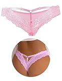 comeondear Damen Höschen Sexy String Tanga Brazilian Slip Damen Spitze Große Größen Erotische Unterwäsche Unterhosen T-Back Thongs Women Lingerie Frauen Dessous Reizwäsche Curvy(Rosa,XL-XXL)