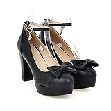 Damen Sweet Bow High Heels High Heels Plateau Weiß Arbeitsschuhe Damen Kleid Hochzeitsschuhe Übergröße 43-schwarz,6