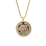 SDFXCDR Herren Halskette Mode Dominante Tiger Kopf Medaille Anhänger Tier Halskette Männer und Frauen Hip-Hop Trend Party Schmuck Geschenk Lehrer Geschenke