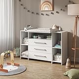 Vicco Wickelkommode Oskar, Wickelaufsatz für die Kommode, Weiß, 143 x 100 cm XL mit Schubladen