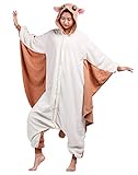 ULEEMARK Jumpsuit Onesie Tier Karton Kigurumi Fasching Halloween Kostüm Lounge Sleepsuit Cosplay Overall Pyjama Schlafanzug Erwachsene Unisex Fliegendes Eichhörnchen for Höhe 140-187CM