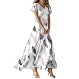 Sommerkleid Damen Lang Abendkleid Kleider Maxikleider Sommer Strandkleid Langes Kleid Große Größen Umstandskleid Festlich Ballkleider Crossdresser Kleid Abikleider Lang (Mehrfarbig,XS)