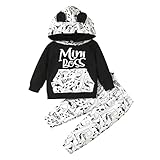 Geagodelia Baby Jungen Kleidung Outfit Babykleidung Set Langarm Kapuzenpullover Top + Hose Neugeborene Weiche Babyset Mini Boss (3-6 Monate)