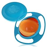 wlertcop Universal-Gyro-Schüssel, auslaufsicheres Essen, unterhaltsame magische Schüsseln für Kleinkinder, Auslaufsichere, Drehbar, 360-Grad-Drehung Müslischale Gyroskopisch, Glatte Schüssel (Blau)