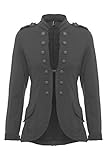 YSU Damen Blazer Damenjacke Military Knöpfe S-XXXL (dunkelgrau, XXL)