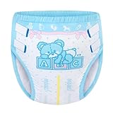 LittleForBig Weiche Seidiges Unterwäsche Bequeme Waschbare Wiederverwendbare Trainingshosen für Erwachsene - Potty Pants Blau M