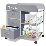 Wickeltisch, tragbarer Wickeltisch, Wickelkommode mit wasserdichter Unterlage, Wickeltischkommode mit 3 Aufbewahrungskörben, mobiler Kinderzimmer-Organizer für Neugeborene