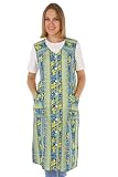 Knopfkittel Baumwolle bunt Kochschürze Hauskleid Kittel Schürze ohne Arm, Farbe:grün, Größe:40
