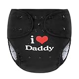 LittleForBig Waschbarer Verstellbarer Wiederverwendbarer Wasserdichter Stoffwindel Überhose Bezug für Erwachsene Einheitsgröße - I Love Daddy Schwarz