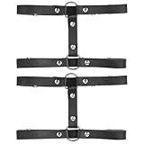 Teaaha Doppellagiges Gothic Ring-Strumpfband, 2 Stück Strumpfband Leder, Leg Harness, Verstellbares Oberschenkel-Strumpfband Für Frauen Und Mädchen Outfit Party Zubehör