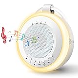 Tragbare Baby White Noise Machine: Easy@Home Einschlafhilfe Babys mit weißem Rauschen | Nachtlicht | 20 Beruhigende Schlaflieder & Naturgeräusche | 3 Timer-Einstellungen | USB wiederaufladbar (Weiß)