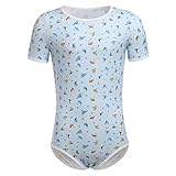 ABDL Body Männer Herren Overall Bodysuit Kurzarm T-Shirt Unterhemd Ouvert Body Sportbody Druckknöpfe im Schritt Karikatur Gedruckt Einteiler Jumpsuit Playsuit Unterwäsche Nachthemd Blau Segelboot M