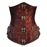 KDEIHT Damen Korsett Unterbrust Waist Corsage Lace Up Bustiers Piratenkostüm Oberteil Retro Corsette Überbrustkorsett Verstellbare Reizwäsche Schwarz Braun Figurformende Reizwäsche