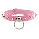 MILAKOO Punk Goth Metall Pink Leder Kragen Halskette Halsreifen