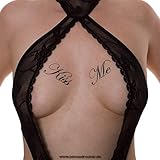 1 x 'Kiss Me' Tattoo Schriftzug in schwarz - Sexy Kinky Fetish Temporary Tattoo (1)