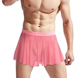 GENEMEN Herren Mesh Sissy Röcke Sexy See Through Crossdressers Unterwäsche Nachtclub Party Cosplay Kostüm (Rose)
