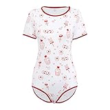 Damen Erwachsene Body ABDL DDLG Kleidung Kurzarm Papas Dessous Neuheit Strampler Nachtwäsche Onesie Pyjama Teddy Shorts Overall Trikot Schlafanzüge Süssigkeit XL