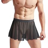 GENEMEN Herren Mesh Sissy Röcke Sexy See Through Crossdressers Unterwäsche Nachtclub Party Cosplay Kostüm (Schwarz)