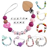 Svyqwmz Personalisierte Schnullerkette mit Namen Schnullerkette Silikon Schnullerkette passend für die meisten Schnullermodelle - einteiliges Design