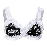 iEFiEL Herren Sissy Dessous Push Up BH Büstenhalter Männer Rüschen Tops Dirndl Bra Bustier Weste Unterhemd Nachtwäsche Schwarz Rüschen L