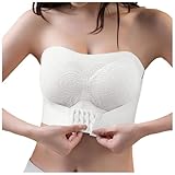 Generisch Rot Damen Trägerloser BH Push up Mit Vorderer Schnalle Ohne Bügel Bustier Seamless Soft Super Bequemer Bandeau BH Starker Halt rutschfest Trägerloses Top Tube Tops Nahtloser Bralette