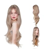 26‘’ Perücke Damen Lange Lockiges Haar Perücken Blond Mit Pony Sexy Geschichtet Gewellt Perücke Mit Haarnetz Realistische Hitzebeständig Synthetische Perücke Für Cosplay Party Tägliches Tragen