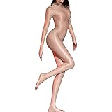 RUIBAVYA Damen Bodystocking UltradüNner Sexy Full Body Stockings Mit Kapuze GläNzende öL GanzköRper Strumpfhose Bodysuit Plus Size