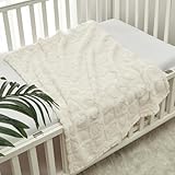 CREVENT 75cmX100cm Gemütliche weiche warme Sherpa Baby Decke für Mädchen Jungen, Neugeborene Essentials für Säugling, Baby Dusche Empfangen Geschenk mit weißem Herz