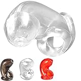 ScreaAss Silikon Curved Keuschheitskäfig Herren Peniskäfig Penis Sleeve Mit Ablauflöchern & Penis-Hodenteiler, Dehnbar Keuschheitsgürtel Cockcage Chastity Cage SM Bondage Sexspielzeug Für Männer,Clear